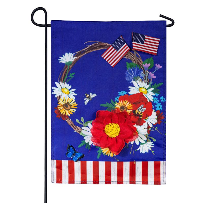 Patriotic Wreath Garden Flag